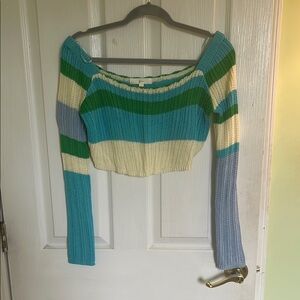 Striped Multicolor Off-Shoulder Sweater